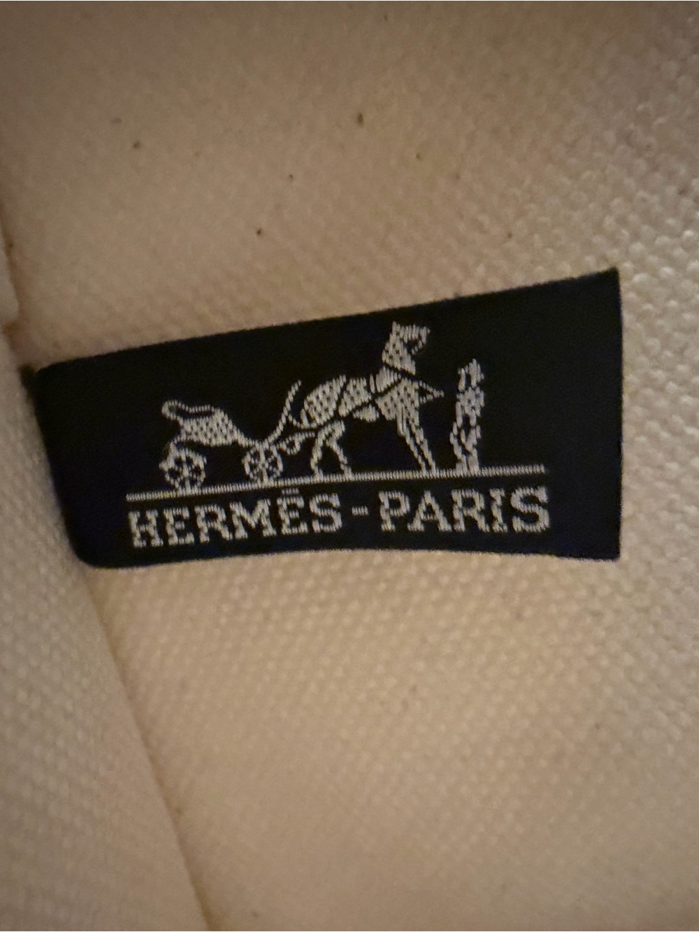 Hermes Fourre Tout PM Tote Bag Cream Purple Canvas Handbag Vintage France w/COA - Picture 14 of 16